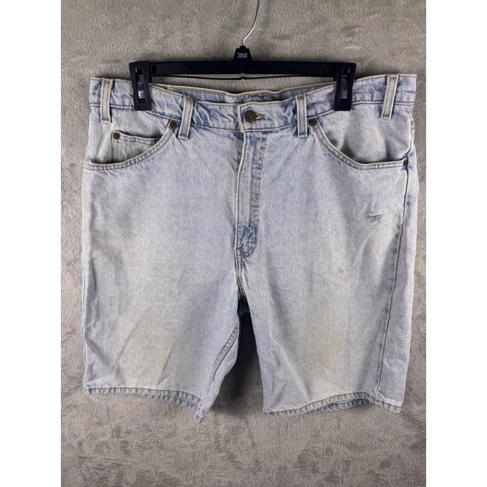 Vintage Levi's 550 Shorts Mens 38 Blue Denim Relaxed Fit Light Wash Casual